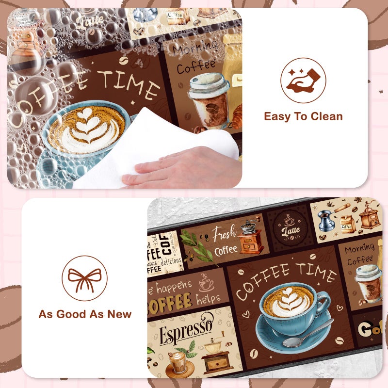InIsaJace Coffee Rugs for Kitchen Floor, Kitchen Mats for Floor 3 Pieces, Absorbent and Washable Runner Rugs Farmhouse Style Non Slip Kitchen Mat(16x28 +16x47) - Image 4