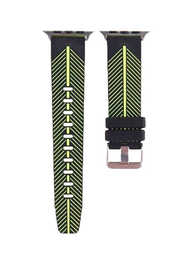 Ozone Silicone Strap For Apple Watch 44Mm Series 4 / 42Mm 3 2 1 Replacement Wristband - Green, Black Green - Image 1