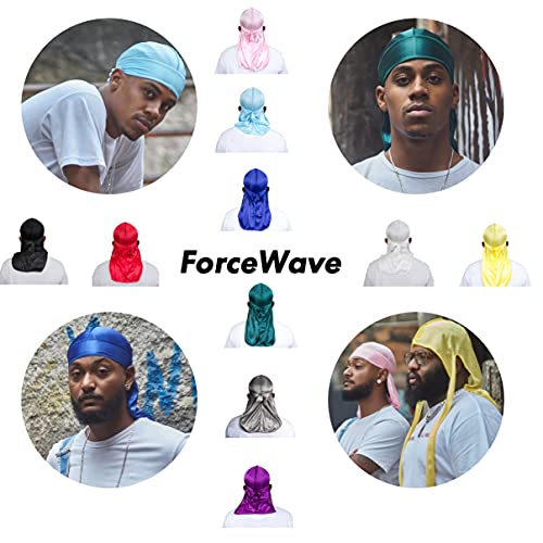 ForceWave 10 Pieces Silky Durags Long Tail for Women Men Satin Durag 360 wave，Dorag, 10 Colors - Image 2