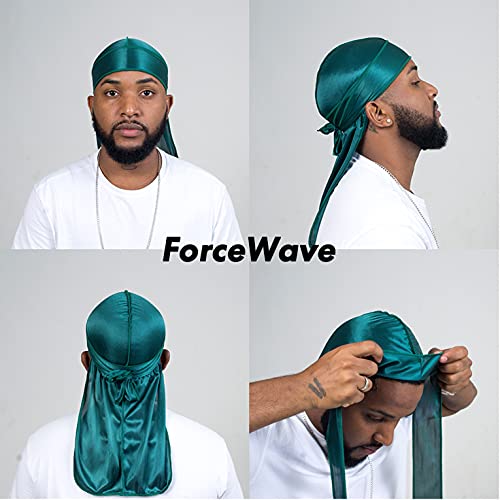 ForceWave 10 Pieces Silky Durags Long Tail for Women Men Satin Durag 360 wave，Dorag, 10 Colors - Image 3