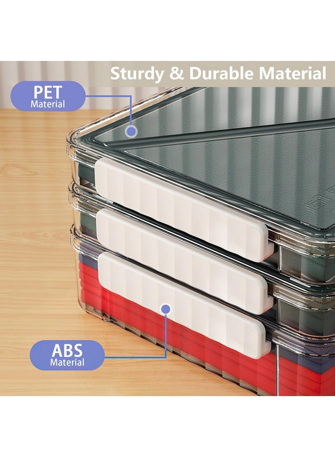 SAYEEC Portable Project Case With Handle Clear File Storage Box Plastic Storage Container With Lid Stackable Flat Storage Bin Document Magazine Protector Organizer For A4 Paper Photo Craft Scrapbook - Image 3