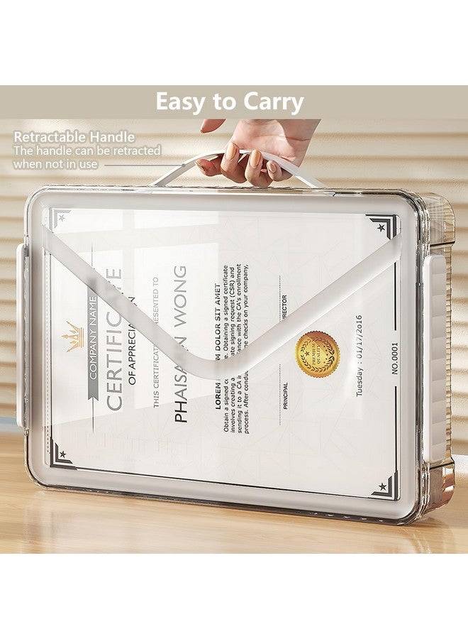 SAYEEC Portable Project Case With Handle Clear File Storage Box Plastic Storage Container With Lid Stackable Flat Storage Bin Document Magazine Protector Organizer For A4 Paper Photo Craft Scrapbook - Image 5