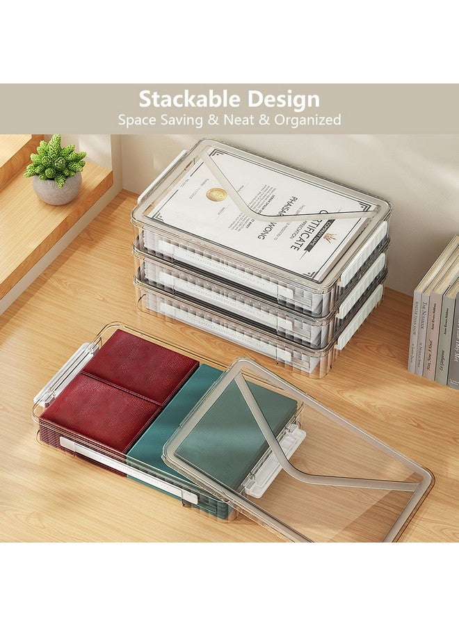 SAYEEC Portable Project Case With Handle Clear File Storage Box Plastic Storage Container With Lid Stackable Flat Storage Bin Document Magazine Protector Organizer For A4 Paper Photo Craft Scrapbook - Image 4