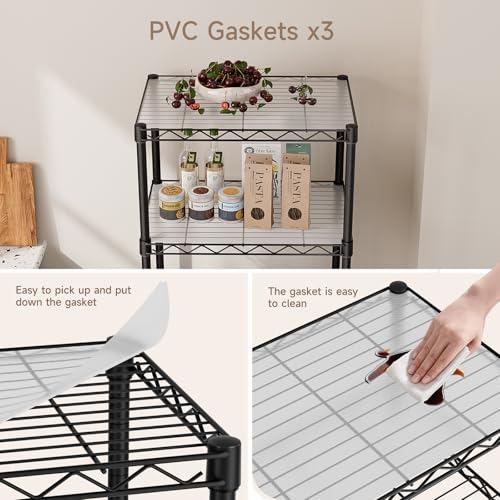 Golpart Small 6 Tier Shelves Storage Wire Shelving Unit Metal Shelf Adjustable Organizers Storage Shelving with Wheels for Bathroom Laundry Room Kitchen Pantry12”D x 18”W x 61.6”H Black - Image 3
