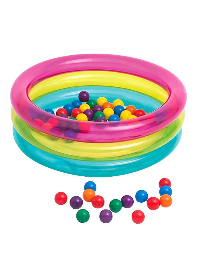 INTEX Inflatable Classic 3-Ring Baby Ball Pit With 50 Colorful 2½" (6.5Cm) Fun Ballz 86x25cm - Image 1