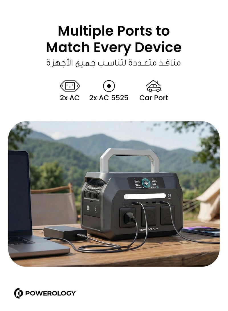 Powerology Power Station with Digital Display, 300W Solar Generator, 100W PD Output, Fast Recharge in 1.2H, Portable Generator with 3 AC Outlets, Instant Backup Power, for Power Outage/ Laptop/ Outdoor/ Camping/ Phones/ RV - Image 3