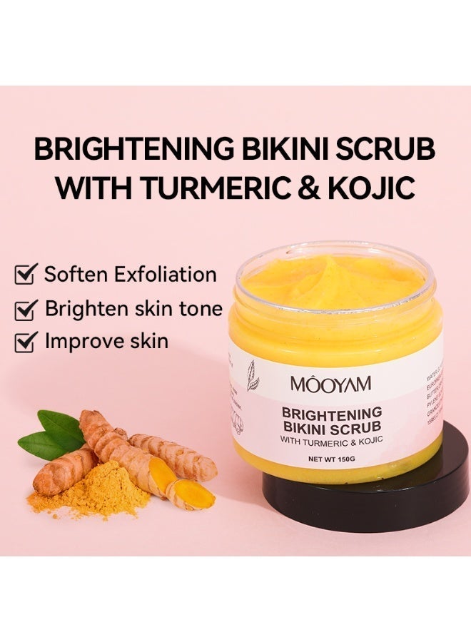 MOOYAM Brightening Bikini Scrub With Turmeric & Kojic for Ingrown Hair Treatment Exfoliating Bump Eraser for Inner Thighs Bikini Line Armpits Dark Spot Corrector - Image 4