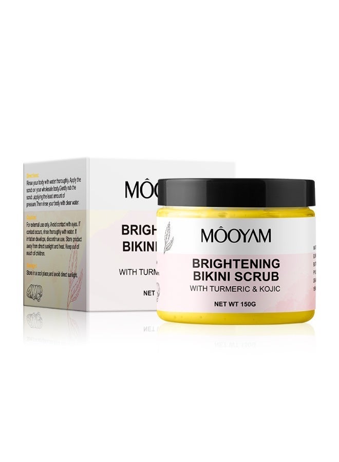 MOOYAM Brightening Bikini Scrub With Turmeric & Kojic for Ingrown Hair Treatment Exfoliating Bump Eraser for Inner Thighs Bikini Line Armpits Dark Spot Corrector - Image 2