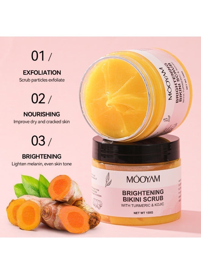 MOOYAM Brightening Bikini Scrub With Turmeric & Kojic for Ingrown Hair Treatment Exfoliating Bump Eraser for Inner Thighs Bikini Line Armpits Dark Spot Corrector - Image 5