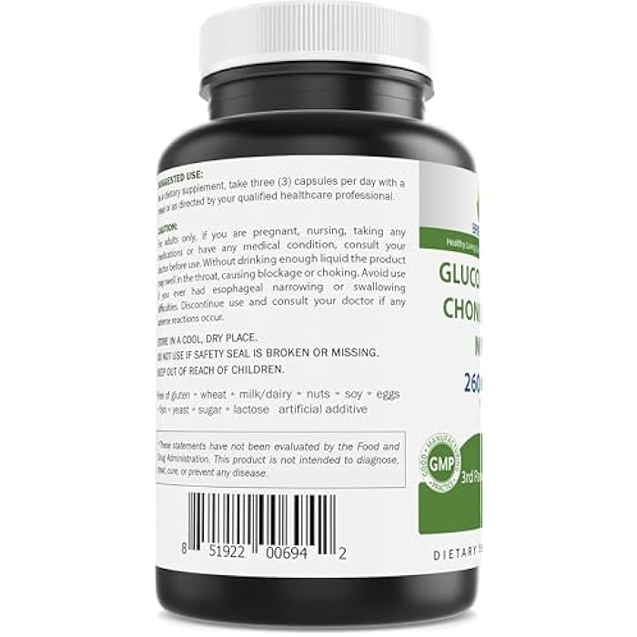 Brieofood Triple Strength Glucosamine Chondroitin MSM 2600mg/Serving Capsules, Supports Healthy Joint, Cartilage and Connective Tissue - Promotes Joint Comfort & Flexibility 180 Count - Image 3
