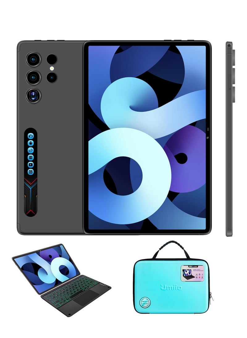 Umiio Smart Android Tablet S24 Ultra 10.1-inch HD Display with Touchpad Keyboard/Case and EWB Handbag 12GB RAM 512GB ROM 5G Network Dual SIM Kids Tablet WiFi GPS Slim Tab-Grey  - Image 1