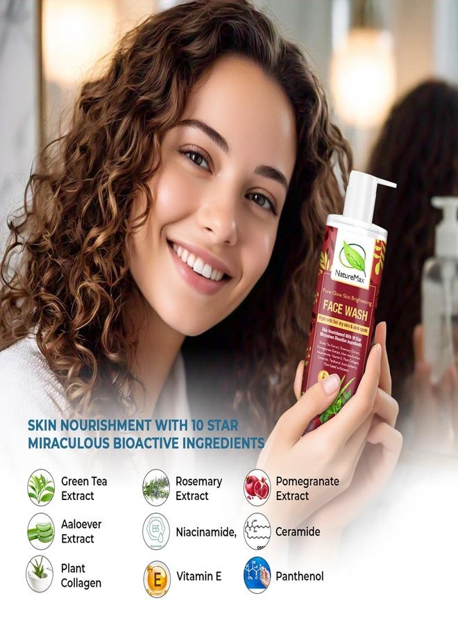 NATUREMAX غسول الوجه المرطب ناتشر ماكس بيور جلو الخالي من الكبريتات مع جل البابايا والزعفران لإزالة التصبغات - 200 مل + 300 مل | غسول وجه غني بالنياسيناميد وفيتامين E والكولاجين النباتي | منظف لطيف مضاد للبهتان مع الشاي الأخضر وإكليل الجبل والرمان | جل البابايا والزعفران لبشرة أكثر إشراقًا 10 مرات لبشرة زجاجية | طبيعي، خالٍ من السموم، تم اختباره من قبل أطباء الجلدية | للرجال والنساء | لجميع أنواع البشرة - Image 2