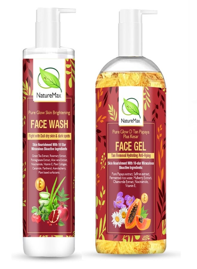 NATUREMAX غسول الوجه المرطب ناتشر ماكس بيور جلو الخالي من الكبريتات مع جل البابايا والزعفران لإزالة التصبغات - 200 مل + 300 مل | غسول وجه غني بالنياسيناميد وفيتامين E والكولاجين النباتي | منظف لطيف مضاد للبهتان مع الشاي الأخضر وإكليل الجبل والرمان | جل البابايا والزعفران لبشرة أكثر إشراقًا 10 مرات لبشرة زجاجية | طبيعي، خالٍ من السموم، تم اختباره من قبل أطباء الجلدية | للرجال والنساء | لجميع أنواع البشرة - Image 1