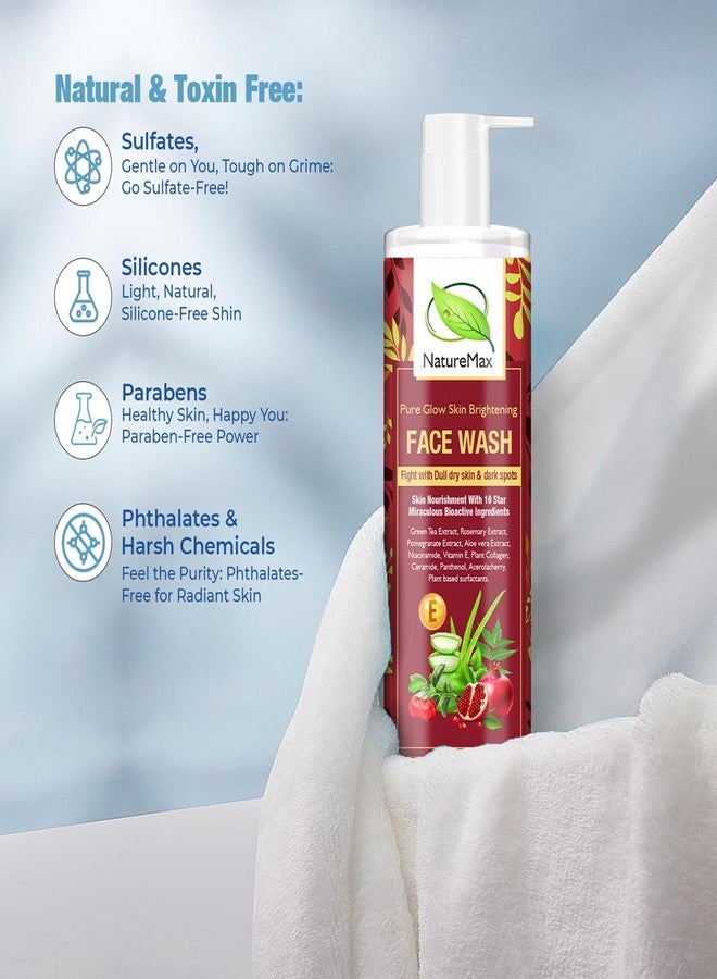 NATUREMAX غسول الوجه المرطب ناتشر ماكس بيور جلو الخالي من الكبريتات مع جل البابايا والزعفران لإزالة التصبغات - 200 مل + 300 مل | غسول وجه غني بالنياسيناميد وفيتامين E والكولاجين النباتي | منظف لطيف مضاد للبهتان مع الشاي الأخضر وإكليل الجبل والرمان | جل البابايا والزعفران لبشرة أكثر إشراقًا 10 مرات لبشرة زجاجية | طبيعي، خالٍ من السموم، تم اختباره من قبل أطباء الجلدية | للرجال والنساء | لجميع أنواع البشرة - Image 4