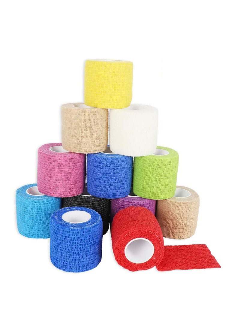 SYOSI Cohesive Bandages 12 Rolls Self-Adherent Non Woven Bandage Wrap Pet Vet Elastic Sports Water Repellent Breathable for Wrist Ankle Strains Sprains Swelling  - Image 1