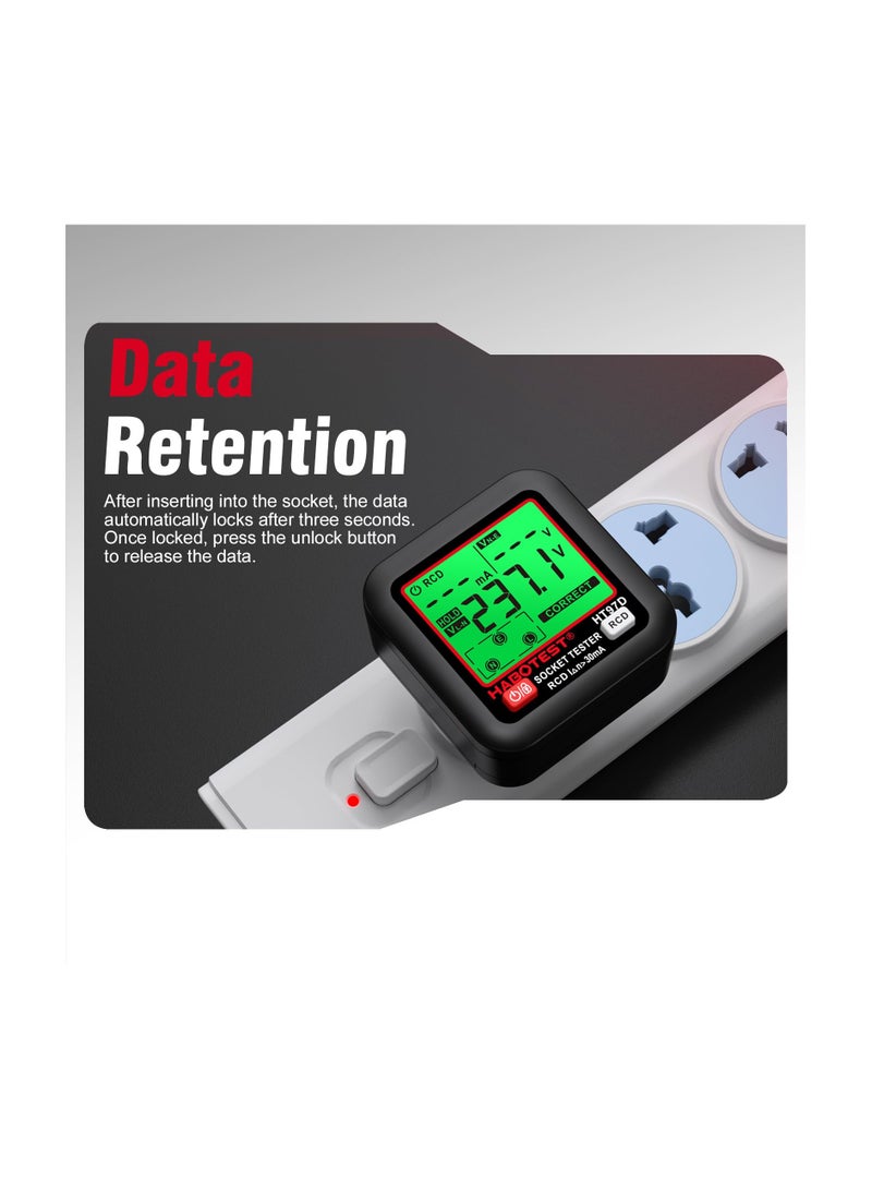 GFCI Outlet Tester with LCD Display, HABOTEST Receptacle Detector, Electric Voltage Tester for Standard 3-Wire 260V AC Voltage, Socket Checker 6 Visual Indicators/Wiring Legend for Home - Image 3