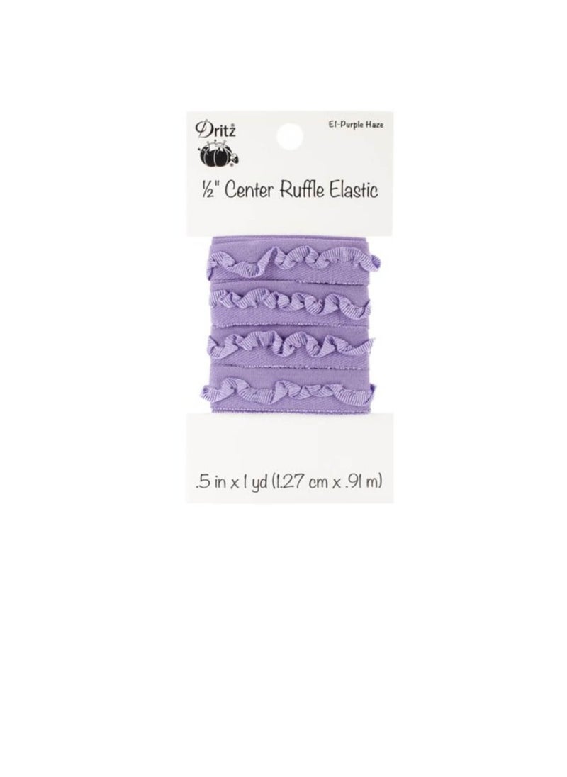 Dritz - Dritz Center Ruffle Elastic 1/2inch x 1yard Purple Haze - Image 1