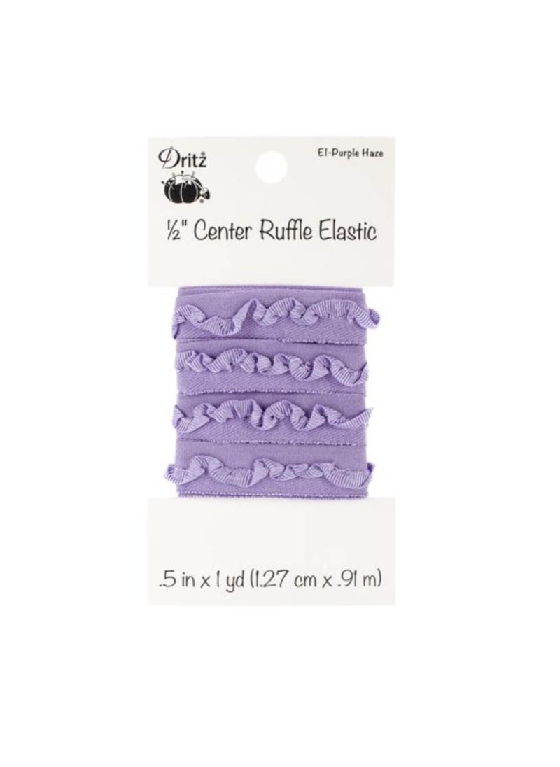 Dritz - Dritz Center Ruffle Elastic 1/2inch x 1yard Purple Haze - Image 1