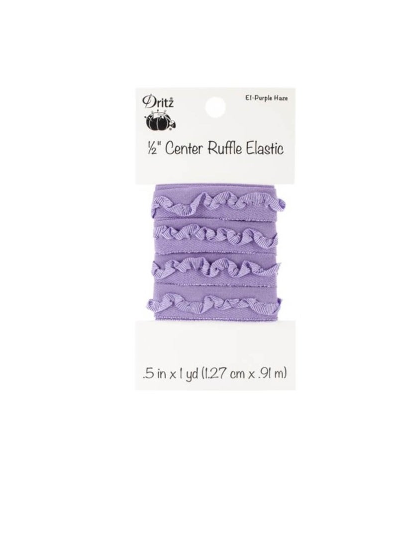 Dritz - Dritz Center Ruffle Elastic 1/2inch x 1yard Purple Haze - Image 1