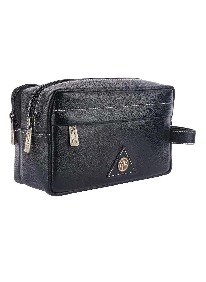 HAMMONDS FLYCATCHER Toiletry Bag Unisex-Genuine Leather Travel Organizer With Multiple Compartments-Black Toiletry Shaving Kit-Toiletry Organizer & Cosmetics Pouch For Women,10.5 CM Large,Small | JNSV
