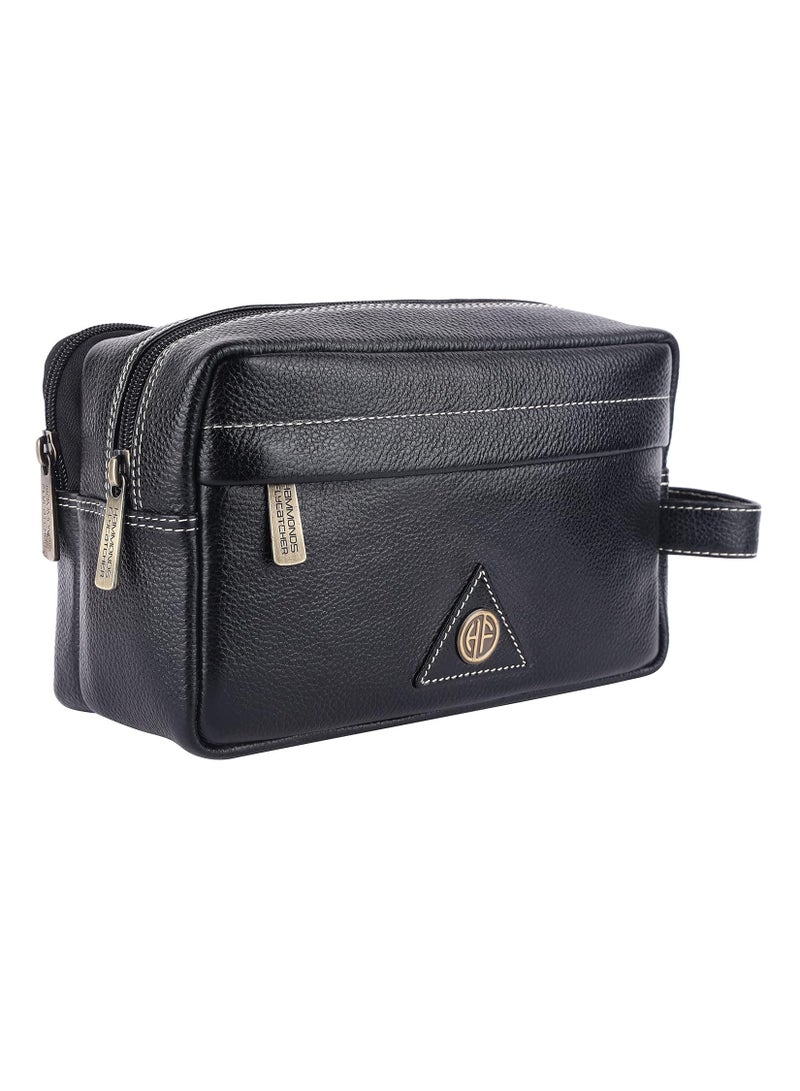 HAMMONDS FLYCATCHER Toiletry Bag Unisex-Genuine Leather Travel Organizer With Multiple Compartments-Black Toiletry Shaving Kit-Toiletry Organizer & Cosmetics Pouch For Women,10.5 CM Large,Small | JNSV - Image 1