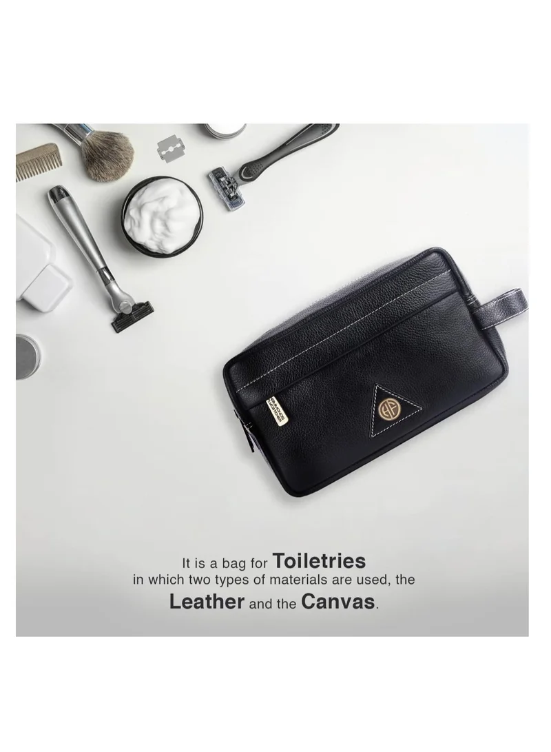 HAMMONDS FLYCATCHER Toiletry Bag Unisex-Genuine Leather Travel Organizer With Multiple Compartments-Black Toiletry Shaving Kit-Toiletry Organizer & Cosmetics Pouch For Women,10.5 CM Large,Small | JNSV