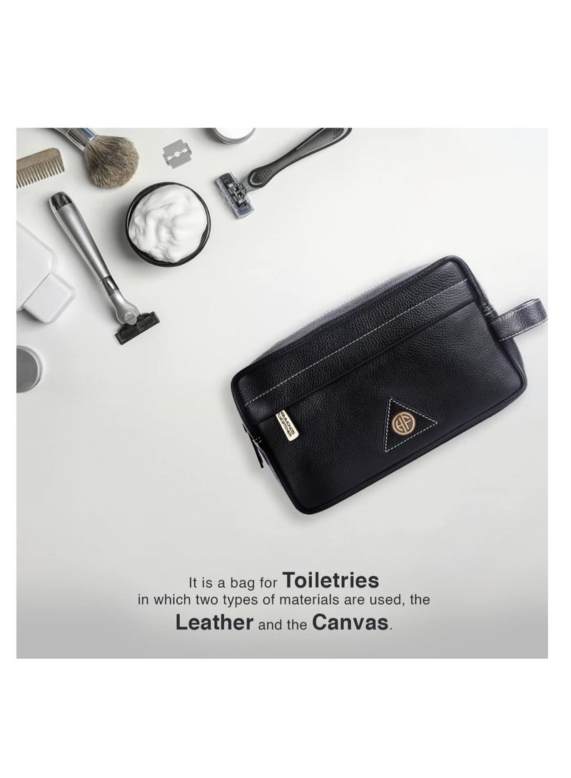 HAMMONDS FLYCATCHER Toiletry Bag Unisex-Genuine Leather Travel Organizer With Multiple Compartments-Black Toiletry Shaving Kit-Toiletry Organizer & Cosmetics Pouch For Women,10.5 CM Large,Small | JNSV - Image 3