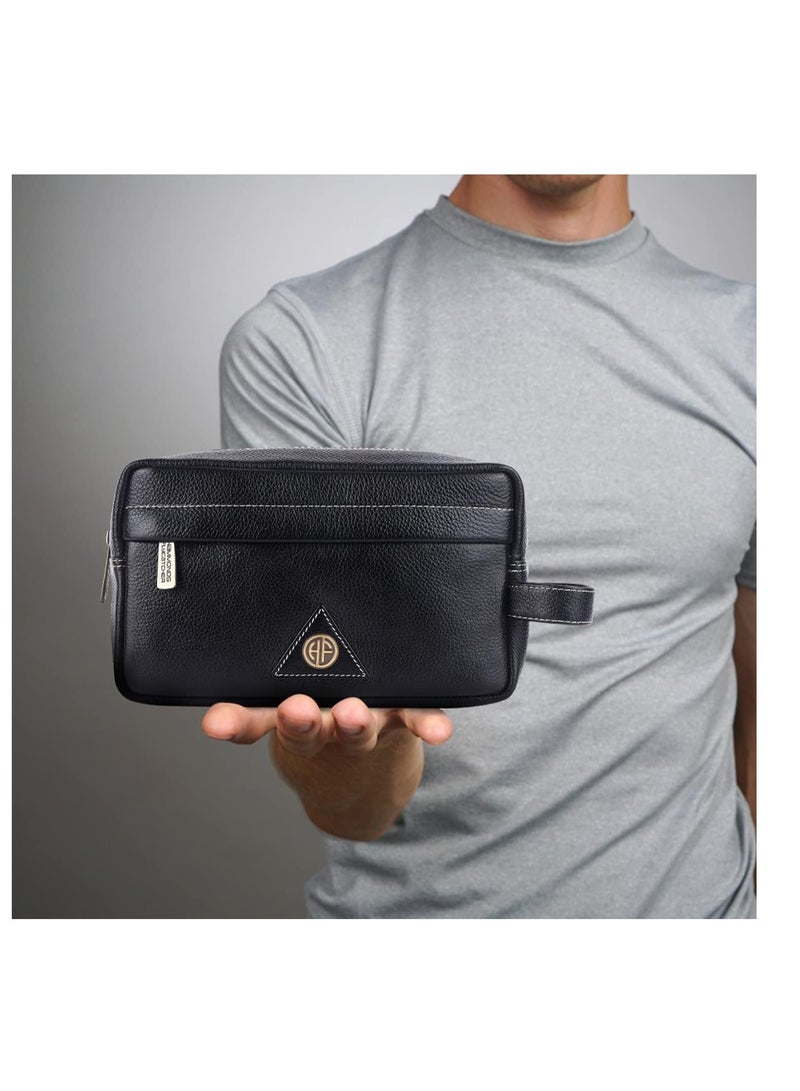 HAMMONDS FLYCATCHER Toiletry Bag Unisex-Genuine Leather Travel Organizer With Multiple Compartments-Black Toiletry Shaving Kit-Toiletry Organizer & Cosmetics Pouch For Women,10.5 CM Large,Small | JNSV - Image 4