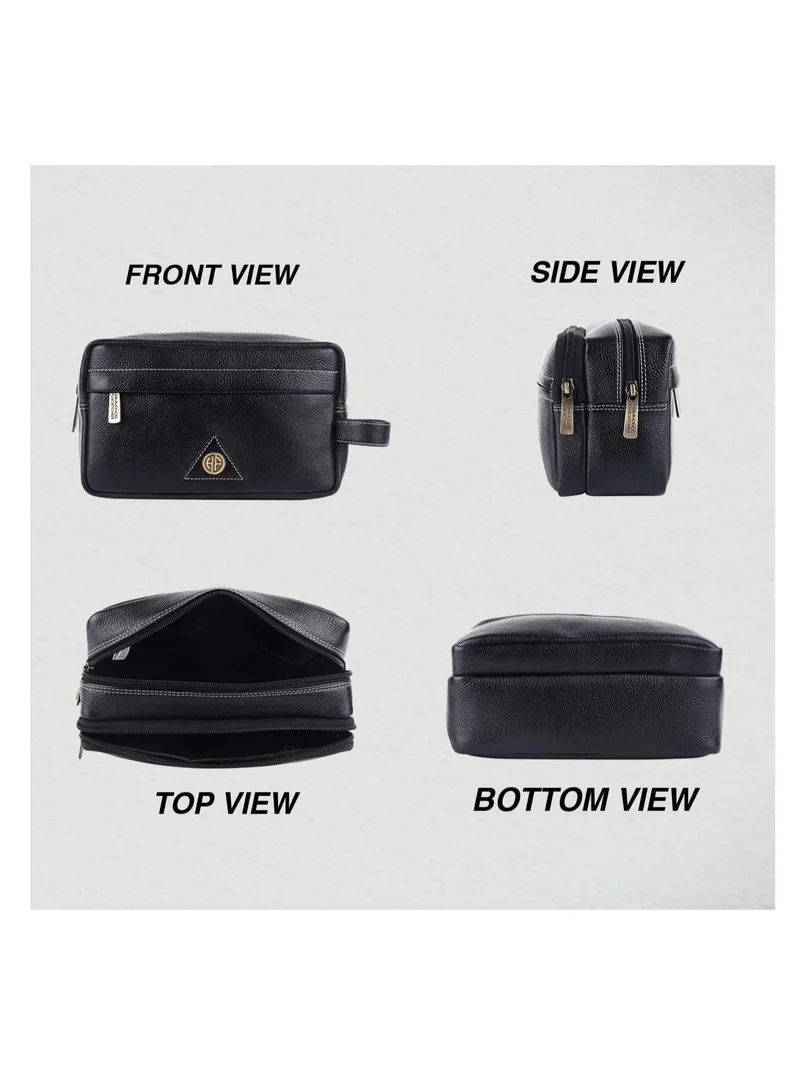 HAMMONDS FLYCATCHER Toiletry Bag Unisex-Genuine Leather Travel Organizer With Multiple Compartments-Black Toiletry Shaving Kit-Toiletry Organizer & Cosmetics Pouch For Women,10.5 CM Large,Small | JNSV