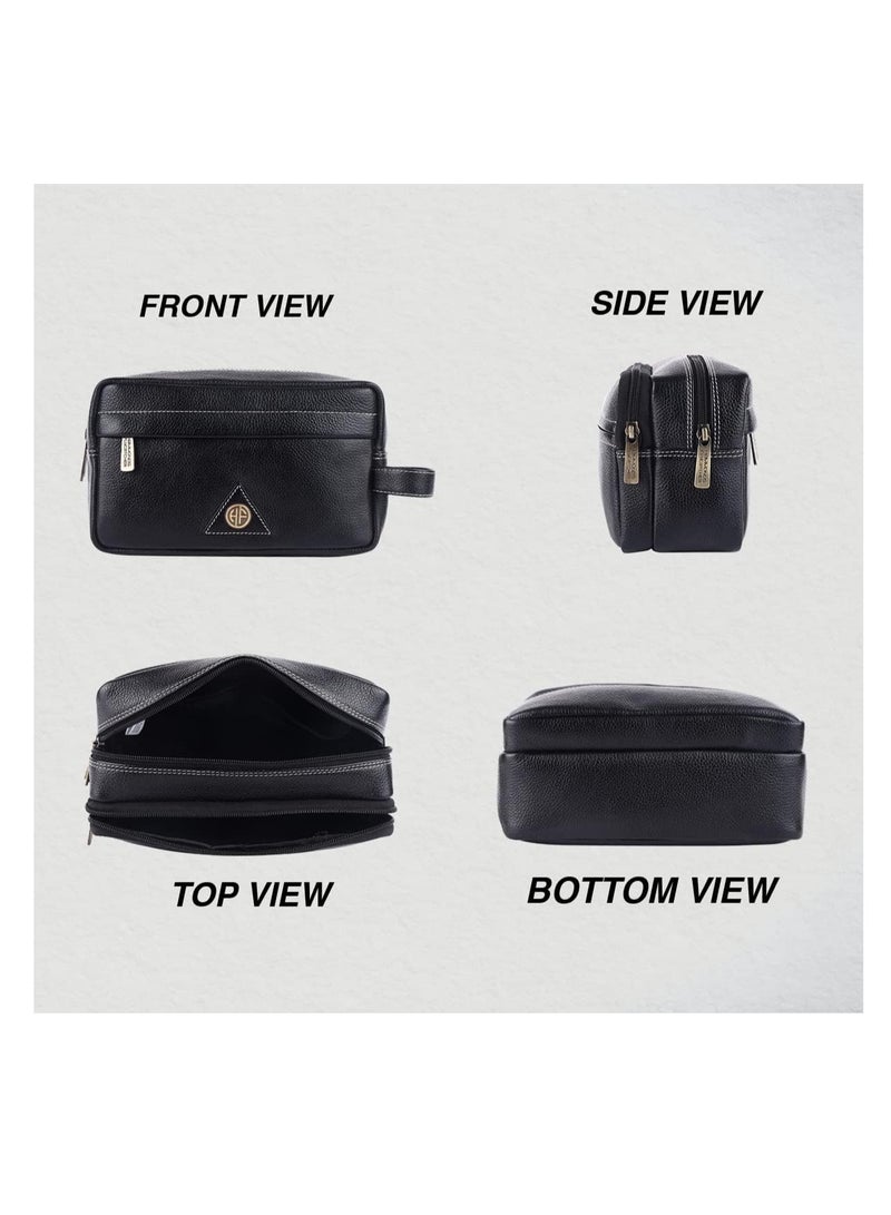 HAMMONDS FLYCATCHER Toiletry Bag Unisex-Genuine Leather Travel Organizer With Multiple Compartments-Black Toiletry Shaving Kit-Toiletry Organizer & Cosmetics Pouch For Women,10.5 CM Large,Small | JNSV - Image 5