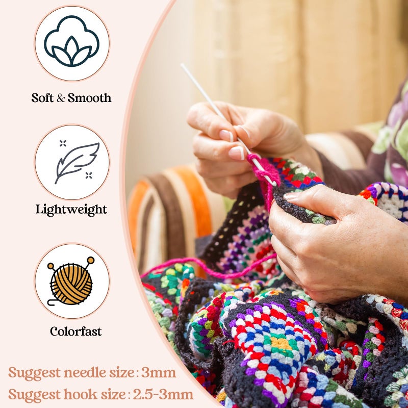 Threlaco 24 Skeins Soft Cotton Yarn Total 2880 Yards Assorted Colors Yarn for Crocheting and Knitting 4 Ply Acrylic Gauze for DIY Crafts Project, Each Skein 1.76 Oz/120 Yard(Pastel Colors) - Image 5