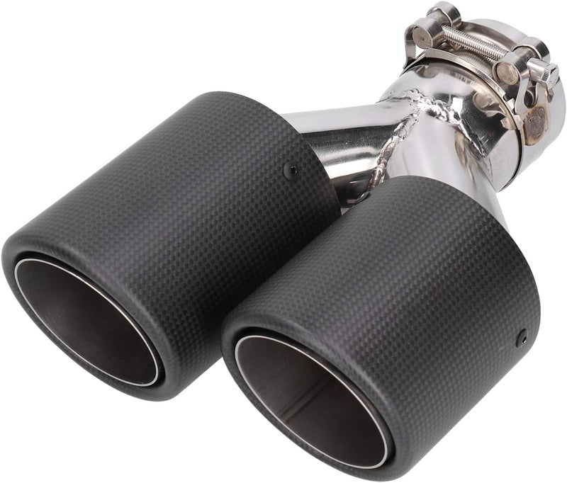 klarako Exhaust Tip, Matte Carbon Fiber Car Dual Exhaust Pipe Tail Throat Tip Stainless Steel Right Outlet - Image 1