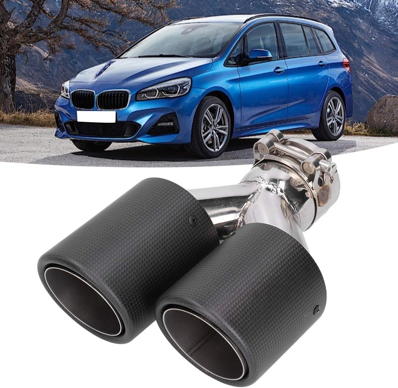 klarako Exhaust Tip, Matte Carbon Fiber Car Dual Exhaust Pipe Tail Throat Tip Stainless Steel Right Outlet - Image 4
