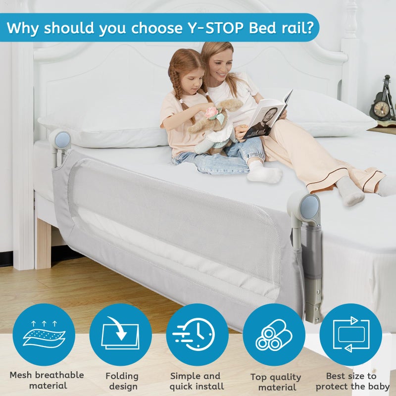 Y- STOP Toddler Bed Rails for Crib Baby Bed Rail Guard for Queen. King Bed, Adjustable Bed Rail Guard with Reinforced Anchor Fit for Slats& Boxspring, Sturdy Crib Bed Rail Guard for Toddlers,Kids - Image 3