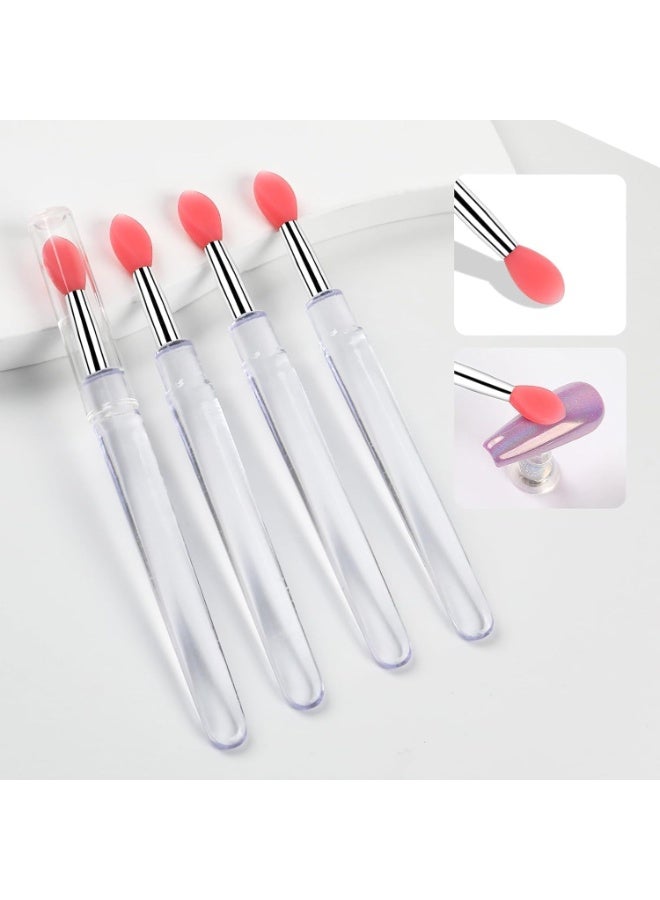 10 Pcs Silicone Nail Powder Applicator Brush, Reusable Silicone Lip & Nail Art Brushes for Holographic Chrome, Mirror, Glitter Powder, Pigment, Lipstick, Eyeshadow Makeup (Red) - Image 2