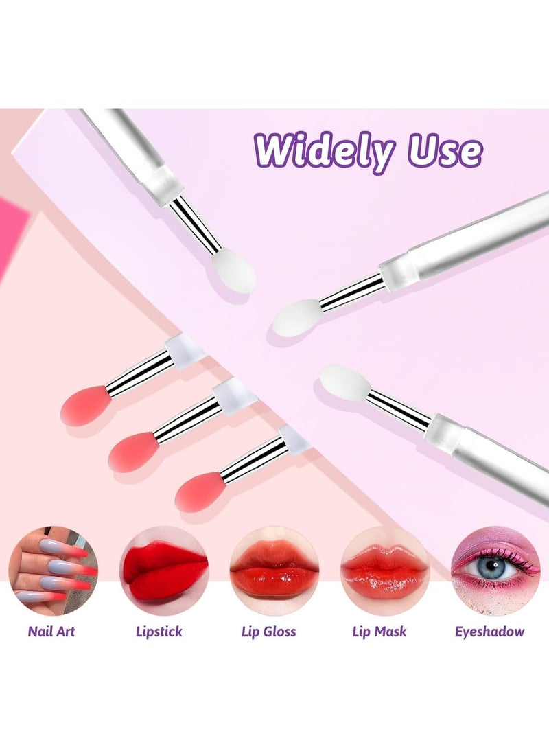 10 Pcs Silicone Nail Powder Applicator Brush, Reusable Silicone Lip & Nail Art Brushes for Holographic Chrome, Mirror, Glitter Powder, Pigment, Lipstick, Eyeshadow Makeup (Red) - Image 3