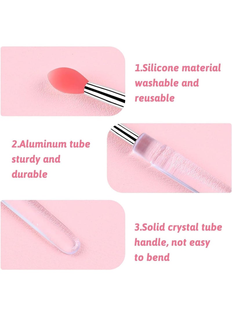 10 Pcs Silicone Nail Powder Applicator Brush, Reusable Silicone Lip & Nail Art Brushes for Holographic Chrome, Mirror, Glitter Powder, Pigment, Lipstick, Eyeshadow Makeup (Red) - Image 5