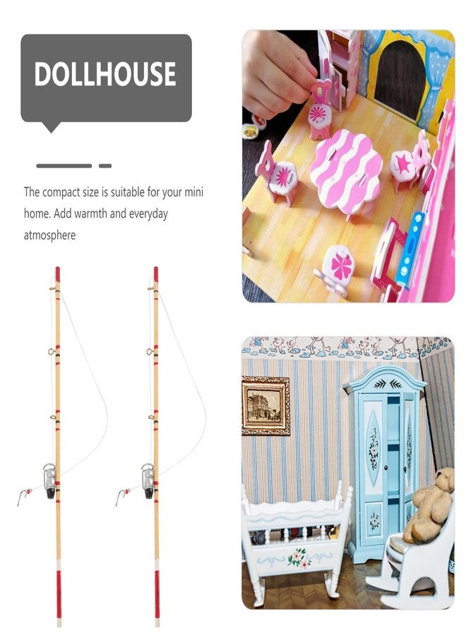 TOYANDONA Miniature Fishing Pole, 2pcs Miniature Fishing Rod Dollhouse Fishing Pole for Dollhouse Decoration Accessories - Image 4