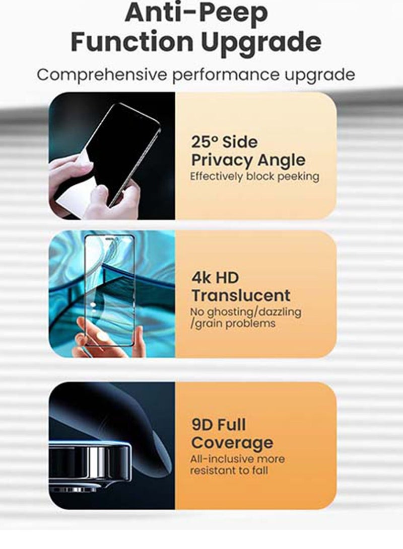 Brave iPhone 13 Pro 6.1 inch - Premium Privacy Screen Protector, 9H Tempered Glass, Anti-Spy & Full Privacy Filter, Edge-to-Edge Protection, Scratch & Shock Resistant, HD & Ultra HD Clarity, Anti-Fingerprint & Anti-Oil Coating, Case Compatible Design, High Touch Responsiveness, Easy Bubble-Free Installation with Alignment Frame, Durable Screen Protection, Maximum Privacy & Durability - Black - Image 3