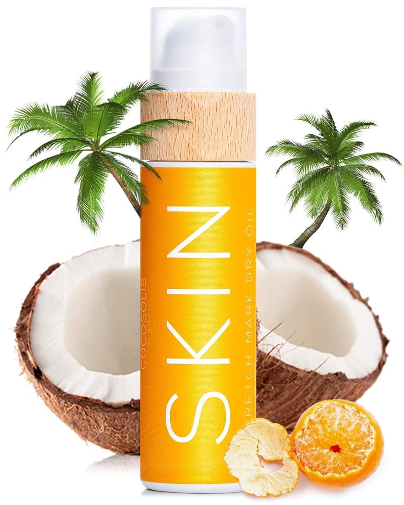 COCOSOLIS SKIN Stretch Mark Dry Oil  Organic Anti Stretch Mark Oil for Pregnancy  Natural Oils  Vitamin E  Rebuilds Skins Collagen 110 ml