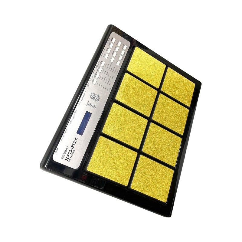 RHYTHM PRO ورقة بي في سي ذات لاصق ذاتي بريق ذهبي مقاومة للماء والغبار للاعبين الأقوياء مجموعة من 8 قطع متوافقة مع رولاند أوكتاباد. (رولاند SPD-20) - Image 4