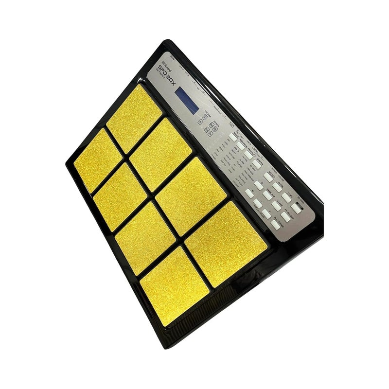 RHYTHM PRO ورقة بي في سي ذات لاصق ذاتي بريق ذهبي مقاومة للماء والغبار للاعبين الأقوياء مجموعة من 8 قطع متوافقة مع رولاند أوكتاباد. (رولاند SPD-20) - Image 3