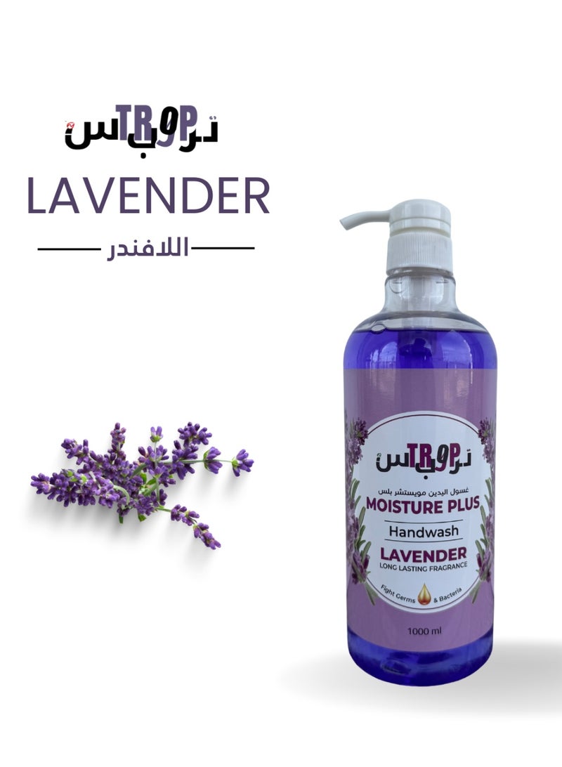 TROPS Lavender Moisture Plus Hand wash, Long Lasting Fragrance,1L Pack Of 2 - Image 1