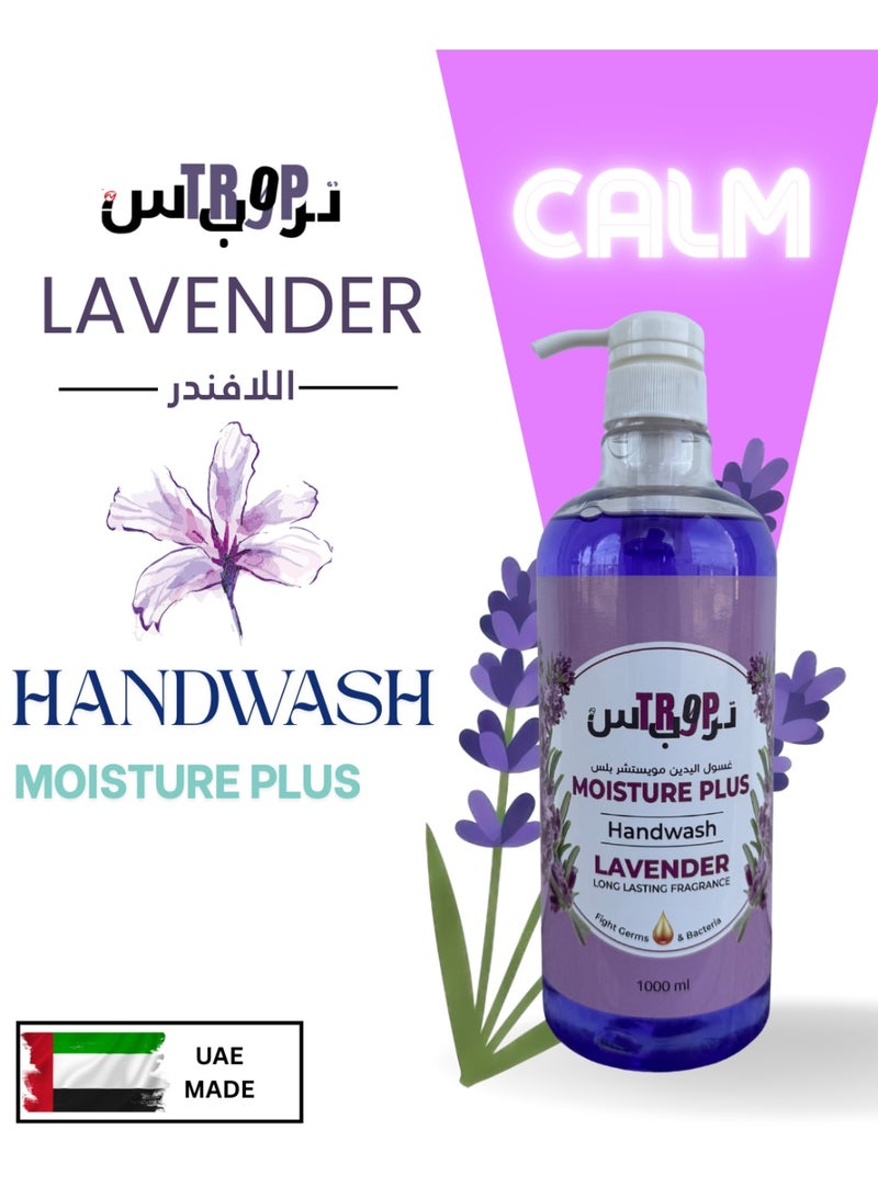 TROPS Lavender Moisture Plus Hand wash, Long Lasting Fragrance,1L Pack Of 2 - Image 2