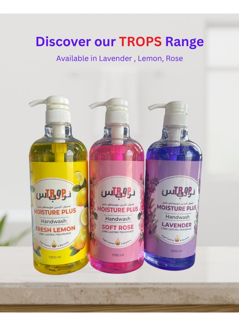 TROPS Lavender Moisture Plus Hand wash, Long Lasting Fragrance,1L Pack Of 2 - Image 5