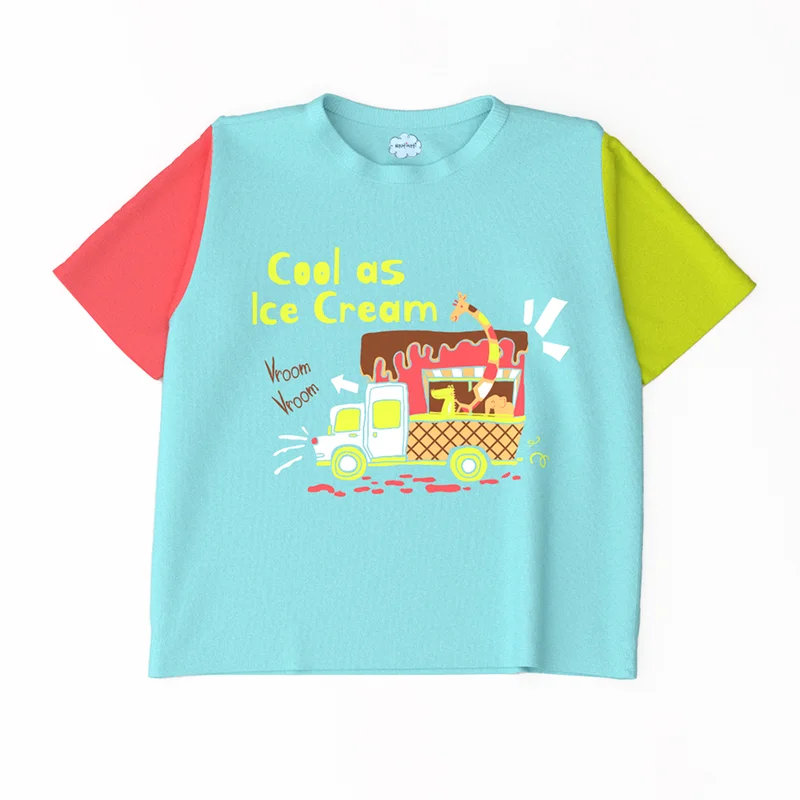 Nautinati Nautinati Boys Cotton Graphic Printed Colourblock Sleeve T-shirt