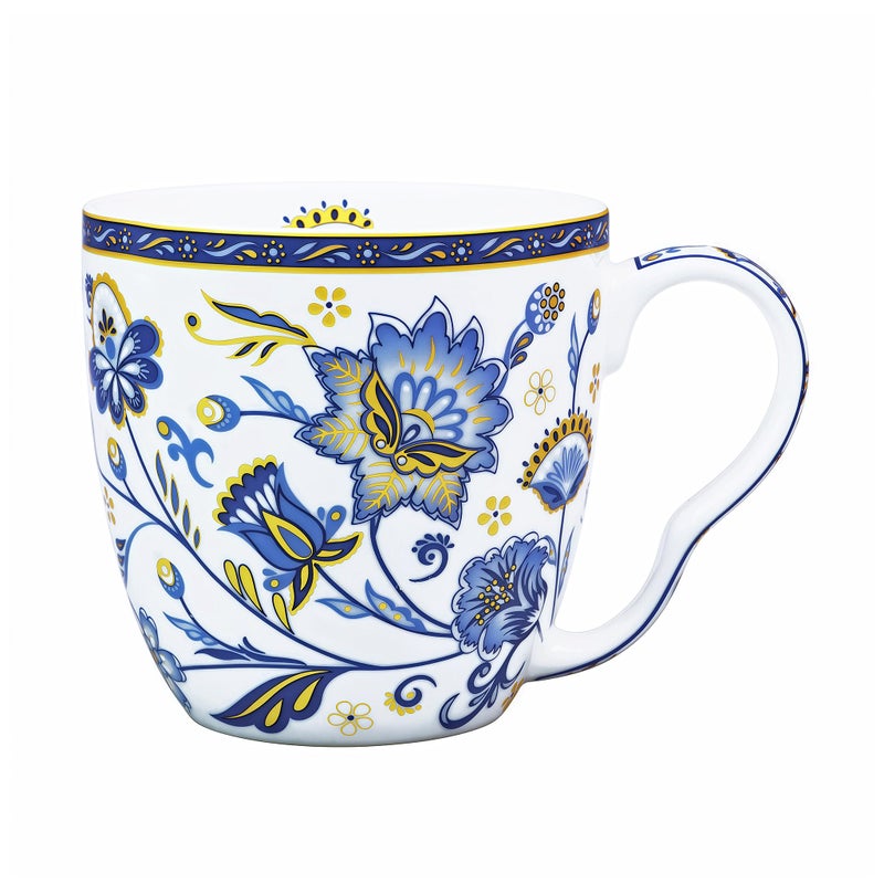 LanHong Bone China Coffee Mug Floral Coffee Tea Mug - 16 oz Cute Coffee Tea Cup with Floral Pattern - Birthday Christmas Gifts for Women Men Friend - Image 1