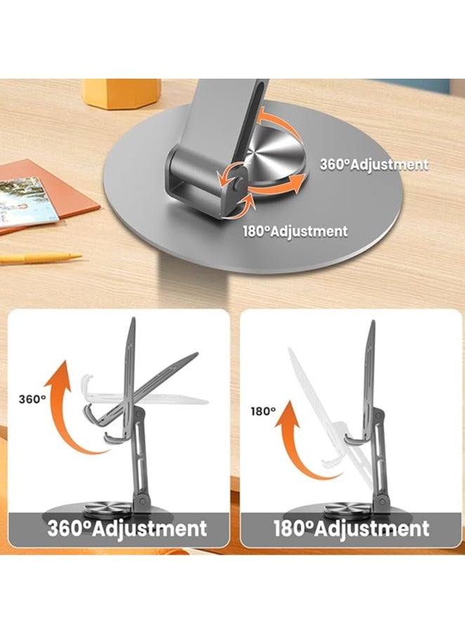 حامل هاتف/جهاز لوحي يدور 360 درجة، حامل هاتف مكتبي قابل للطي والتعديل بالكامل (أرجواني) - Image 3