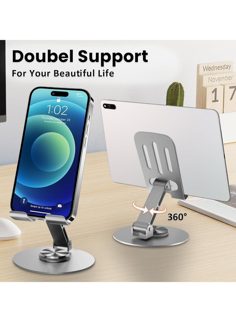 حامل هاتف/جهاز لوحي يدور 360 درجة، حامل هاتف مكتبي قابل للطي والتعديل بالكامل (أرجواني) - Image 4