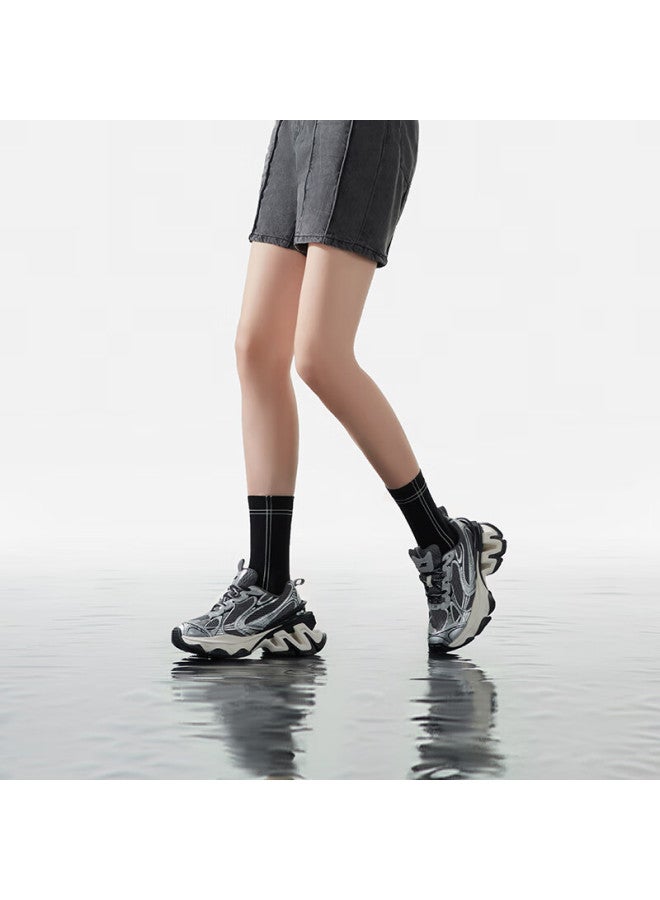 Chery Kally Star Same Style Thick-soled Height-increasing Dad Shoes All-match Women's Sports Casual Shoes 3477 Silver Gray 35 - Image 1